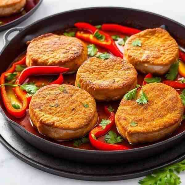 Куриные отбивные с помидорами и перцем
